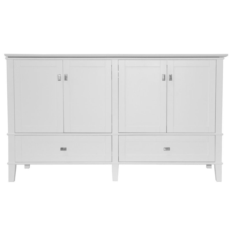 61” Double Vanity With Quartz Top, White