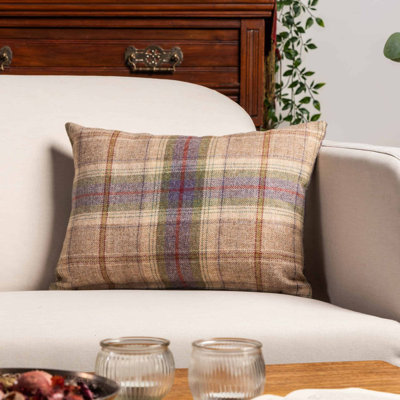 Gingham Beige and Purple Cushion