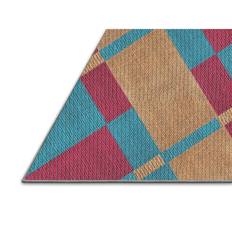 Tapis rouge/bleu à motifs, Rectangle 4 pi x 6 pi