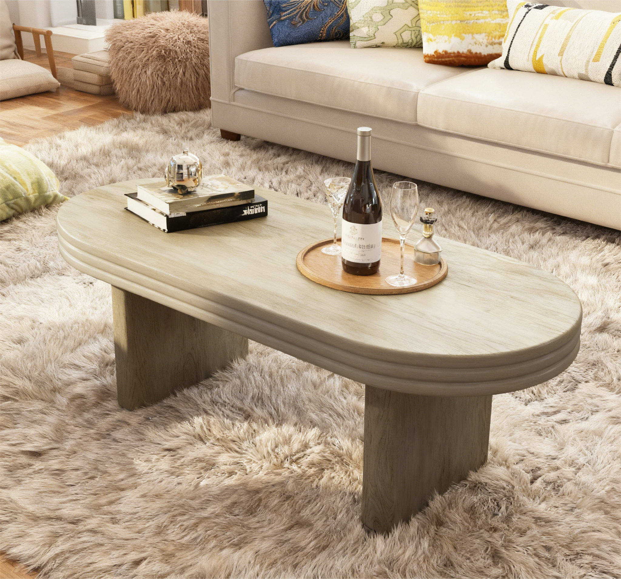 George Oliver Mid Century Modern Oval Fluted Coffee Table - Wayfair Canada