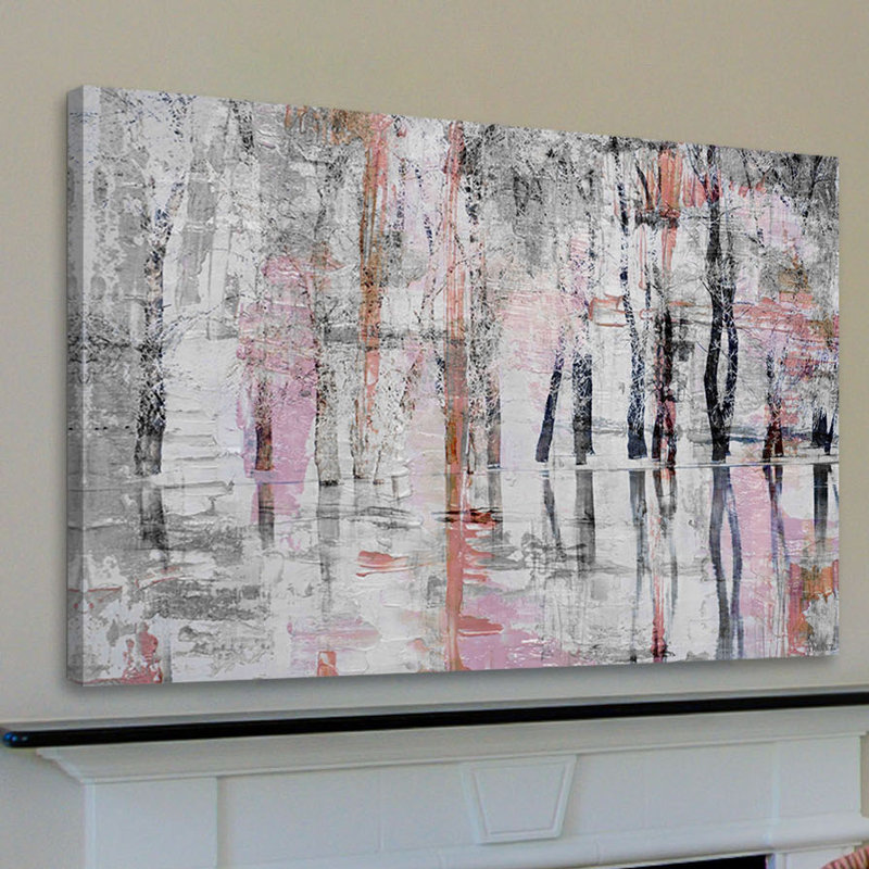 Donatienne «Pink Haze» - Reproduction de peinture acrylique sur toile tendue, H 40 po x l 60 po x P 1,5 po