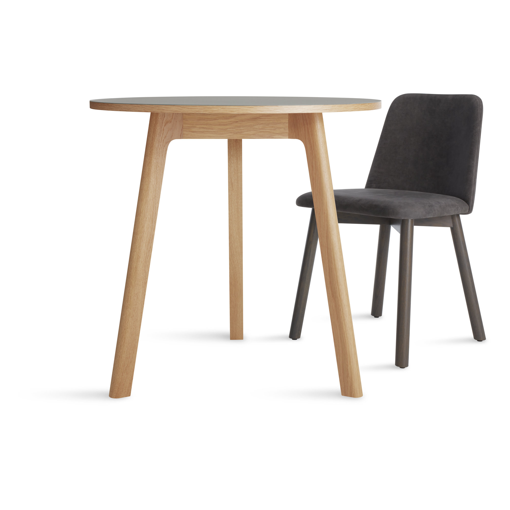 Apt Café Round Dining Table, 30" W x 30" L, Putty, White Oak