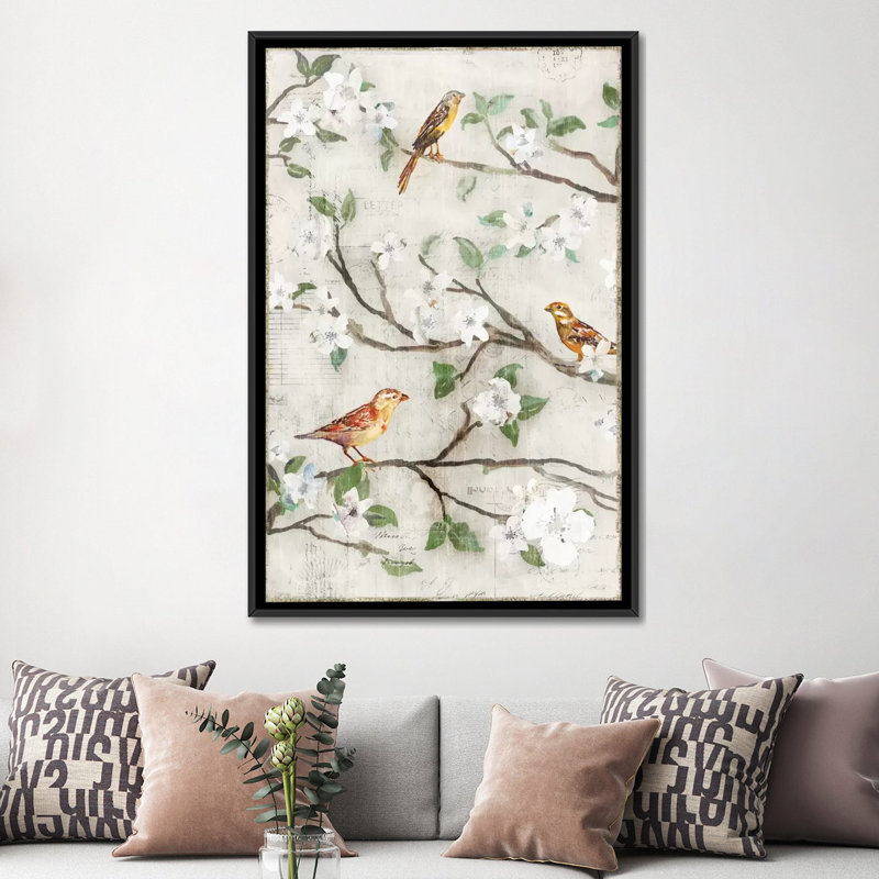 « chansons de fleurs i », impression sur toile, H 26 po x l 18 po x P 1,5 po, Toile avec cadre noir, Pas de tapis