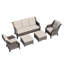 Ensemble de conversation de patio en osier 6 pièces avec coussins, canapé, chaises et repose-pieds 6 pièces-802221669