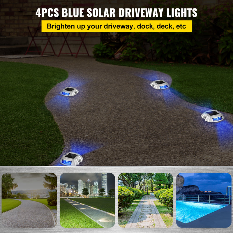 Solar Powered Blue LED Aluminum Pathway Light Pack