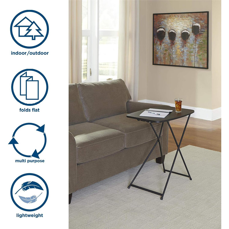Table pliante en plastique 26 po, Noir, H 28 po x L 26 po x P 18 po