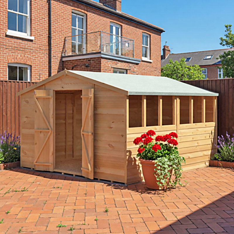 Garden Value 10 ft. W x 10 ft. D Overlap Apex Wooden Shed, Yes