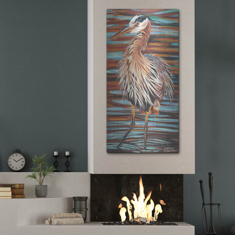 «Watchful Heron II» par Carolee Vitaletti, H 48 po x l 24 po