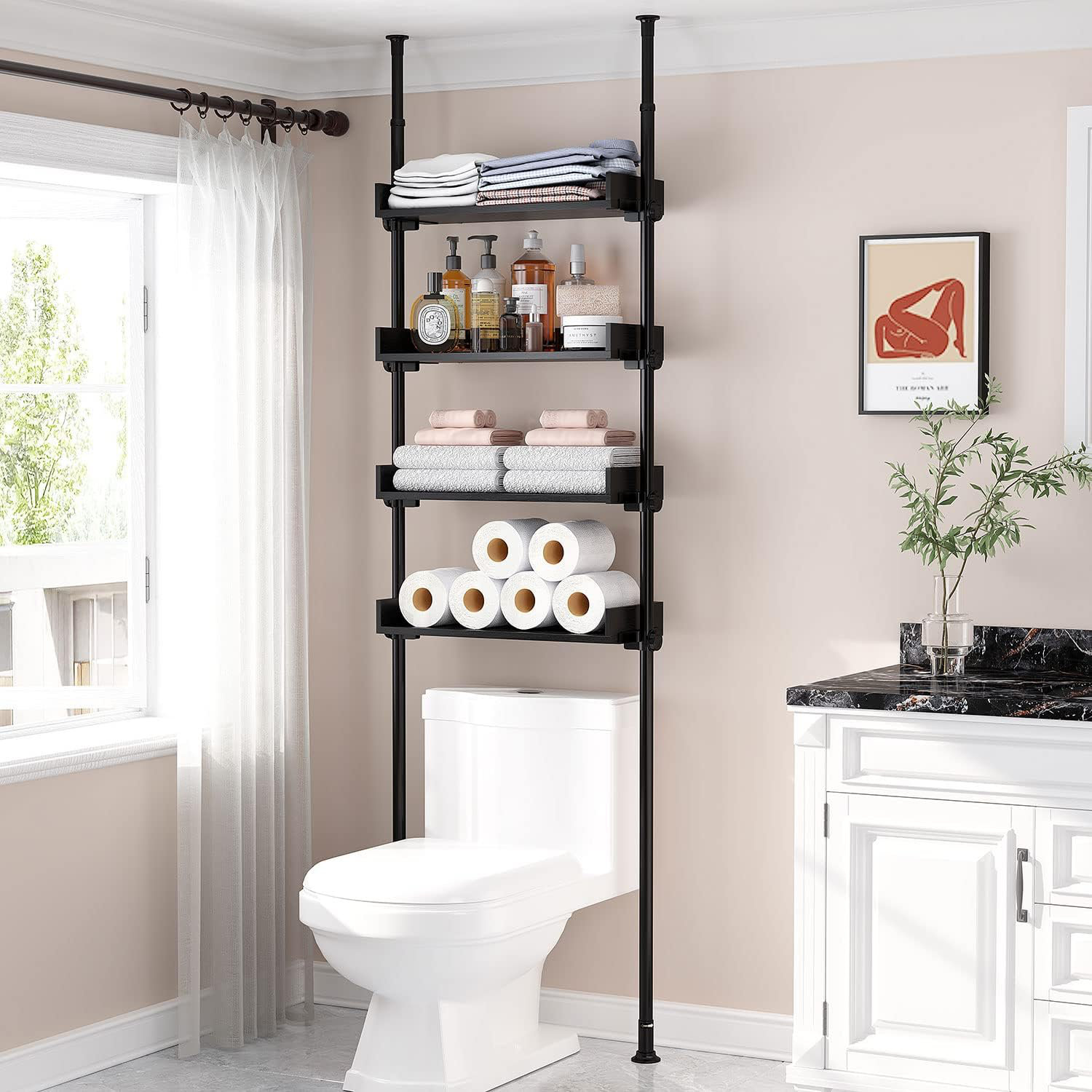 17 Stories Giliana Steel Freestanding Over-the-Toilet Storage | Wayfair