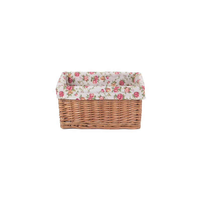 Wicker Storage Basket with Lining, Medium