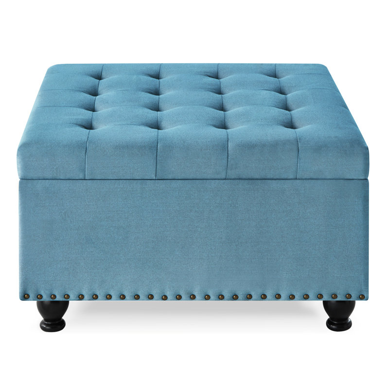 Bouton pour restaurant - carré bleu avec cadre en bois et rangement, Bleu clair