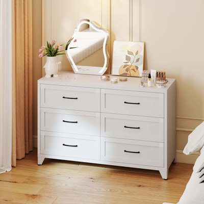 Commode à 6 tiroirs en métal, commode de rangement coulissante moderne, armoire en acier blanc écologique, rangement compact pour la chambre à coucher, le placard, le couloir et le vestibule
