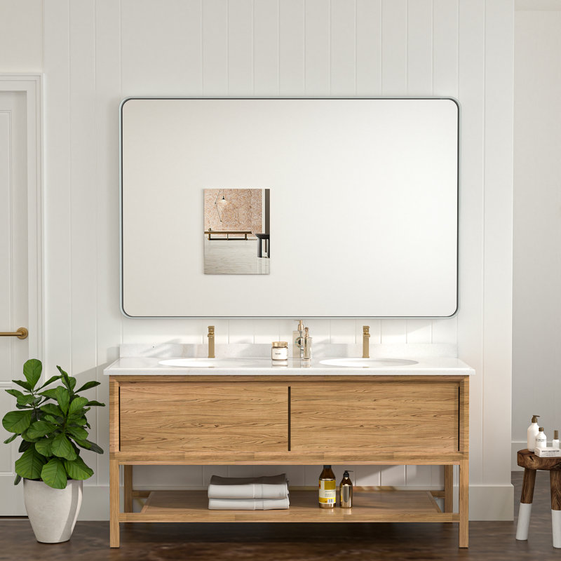 Miroir de salle de bain plombier en aluminium incassable et résistant à la rouille , Argent argent, 36 po x 55 po