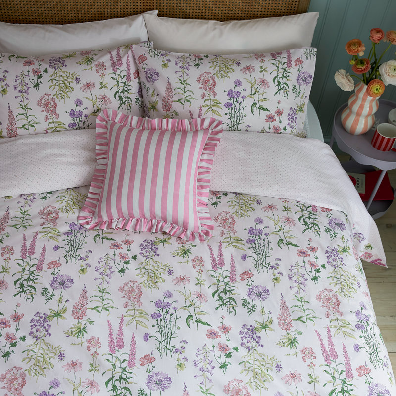 Meadow Flower Print Cotton Duvet Cover Set, Single Duvet Cover + 1 Standard Pillowcase