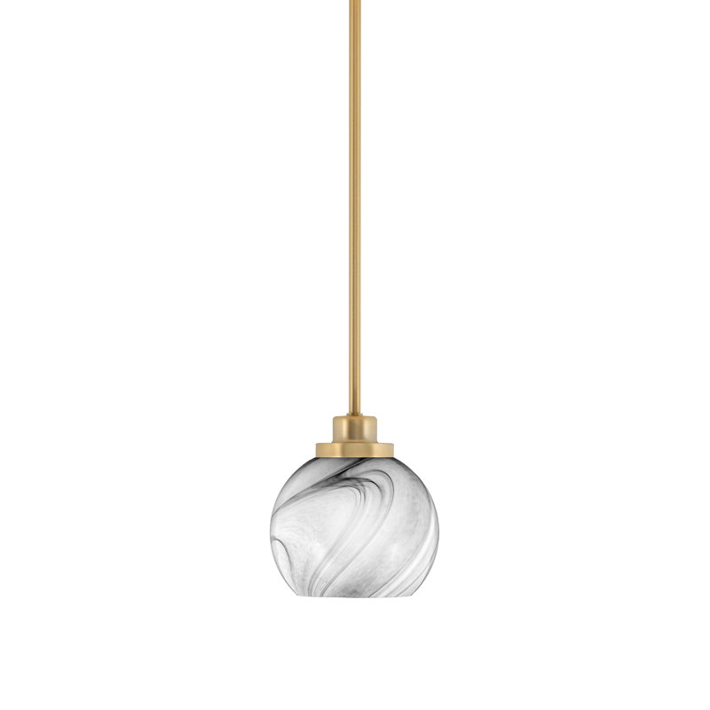 Mini-luminaire suspendu suspendu Odyssey, fini laiton nouvel âge avec verre tourbillon onyx de 5,75 po