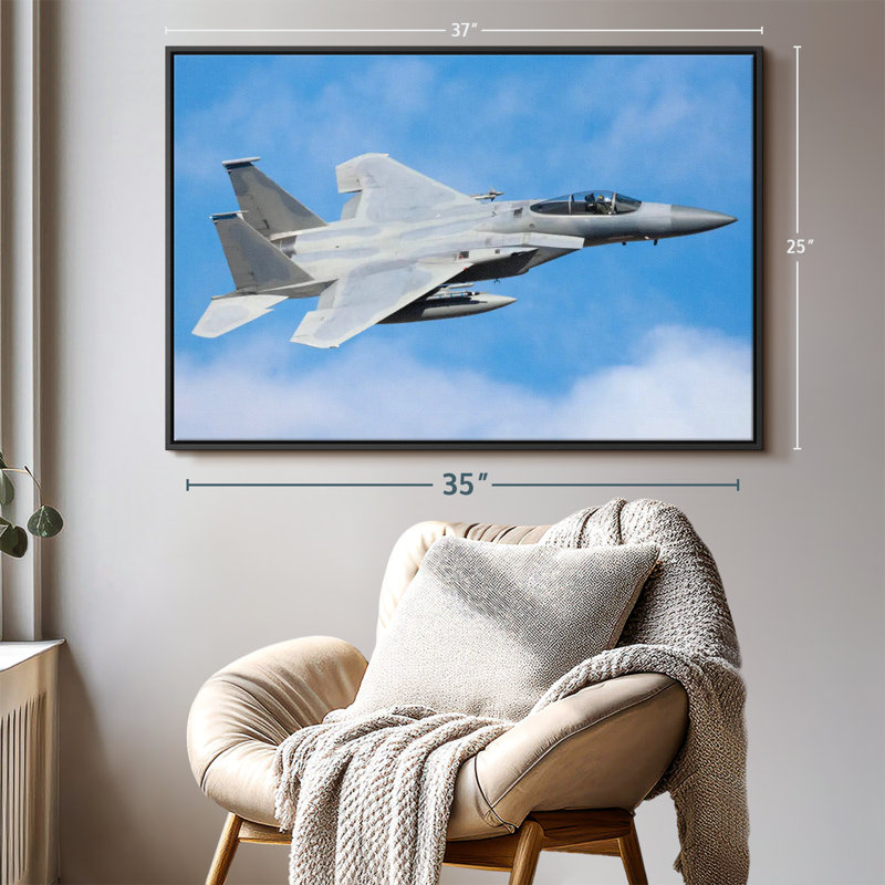 Militaire "Art mural avion militaire F-15", H 25 po x l 37 po