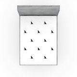 Ambesonne Black White Fitted Sheet 2-Pack Wild Shark Fish White Black
