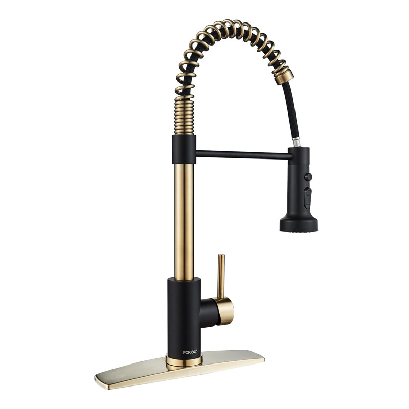 Blue Elephant Pull Down Kitchen Faucet, Black/Gold