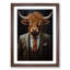Highland Cow In A Suit Painting No.2 - Single Picture Frame Print on Wood-1546867913-1546867894