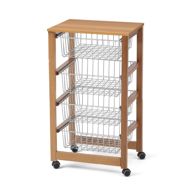 Ruthar Solid Wood Bar Cart, Cherry