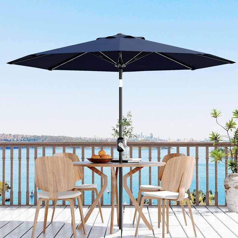 Parasol de table d'extérieur 10 pi avec 8 manivelles robustes et levier inclinable - Protection contre les rayons UV et parapluies imperméables