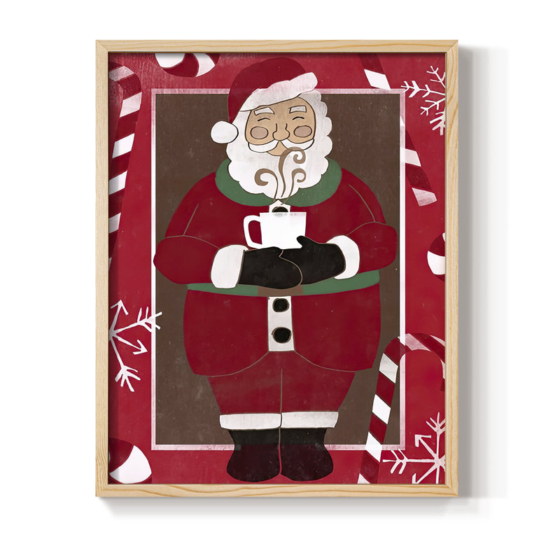 Cozy Cocoa Christmas Collection B, reproduction encadrée - bois massif, H 15 po x l 12 po, Naturel