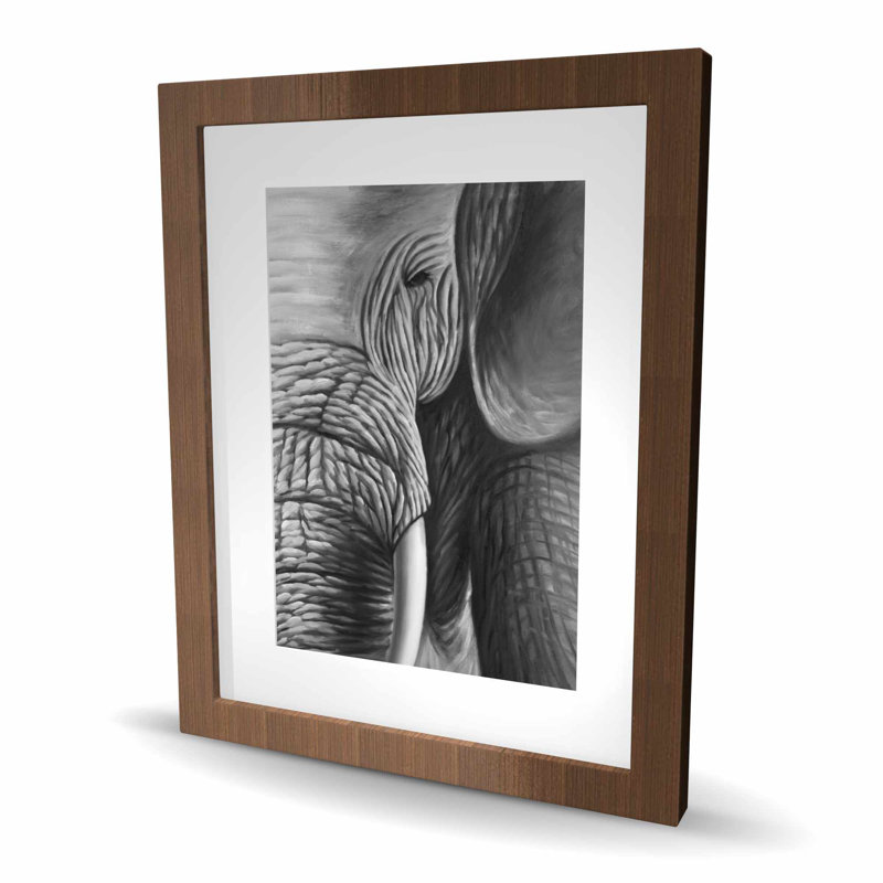 Éléphant noir et blanc, reproduction encadrée mat pour la décoration intérieure