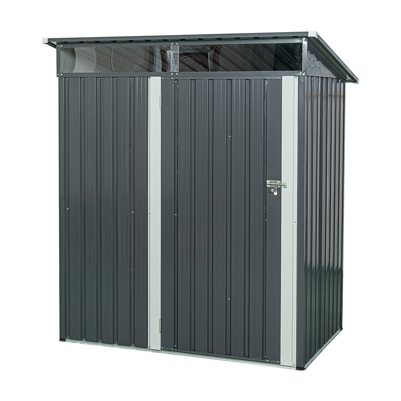 5Ft X 3Ft Outdoor Metal Storage Shed Transparent Plate Gray, Gray