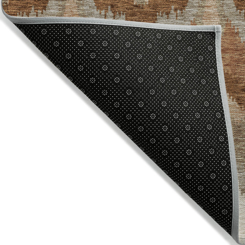 Tapis extérieur lavable 8 pi x 10 pi médaillon cuivre et charbon orange