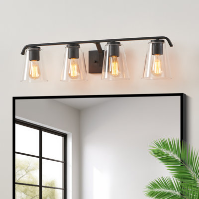 Matte Black Vanity Light With Clear Glass Shade