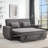 164cm W  Convertible Sofa Bed with 2 Pillows in Grey
