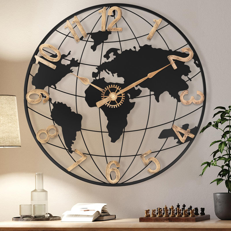 Modern Decorative Silent World Map Wall Clock, Medium