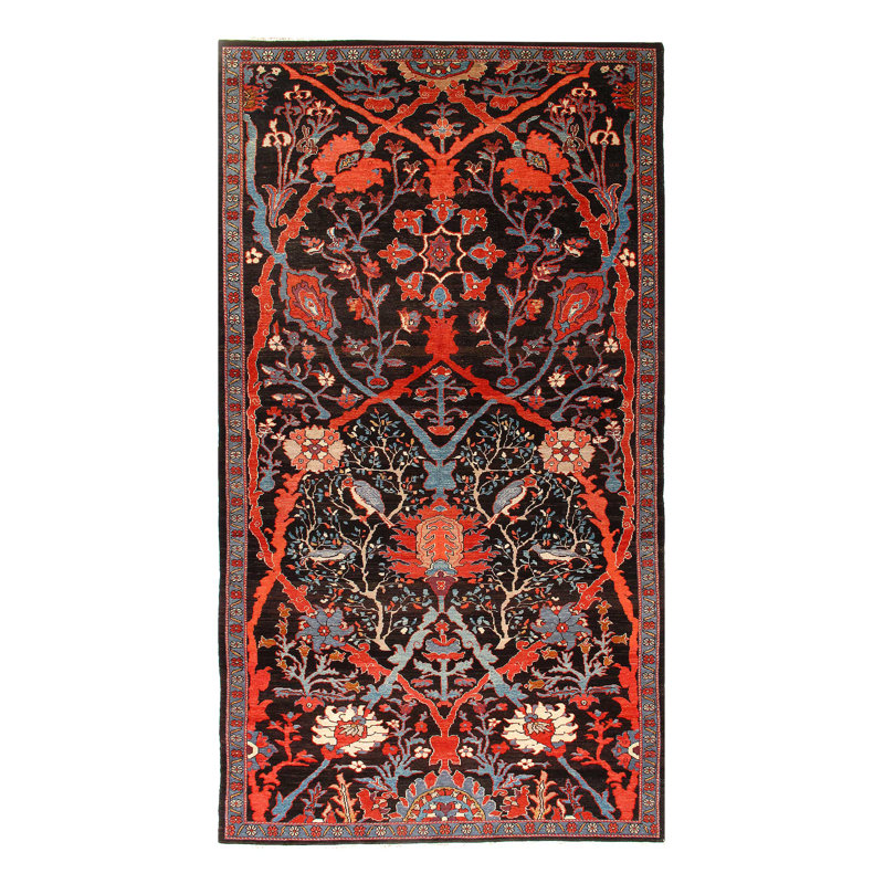 One-of-a-Kind 12'8" X 6'11" 1970s Wool Area Rug in Brown/Red/Blue