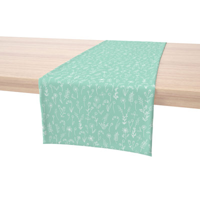 Rectangular Floral Cotton Twill Table Runner