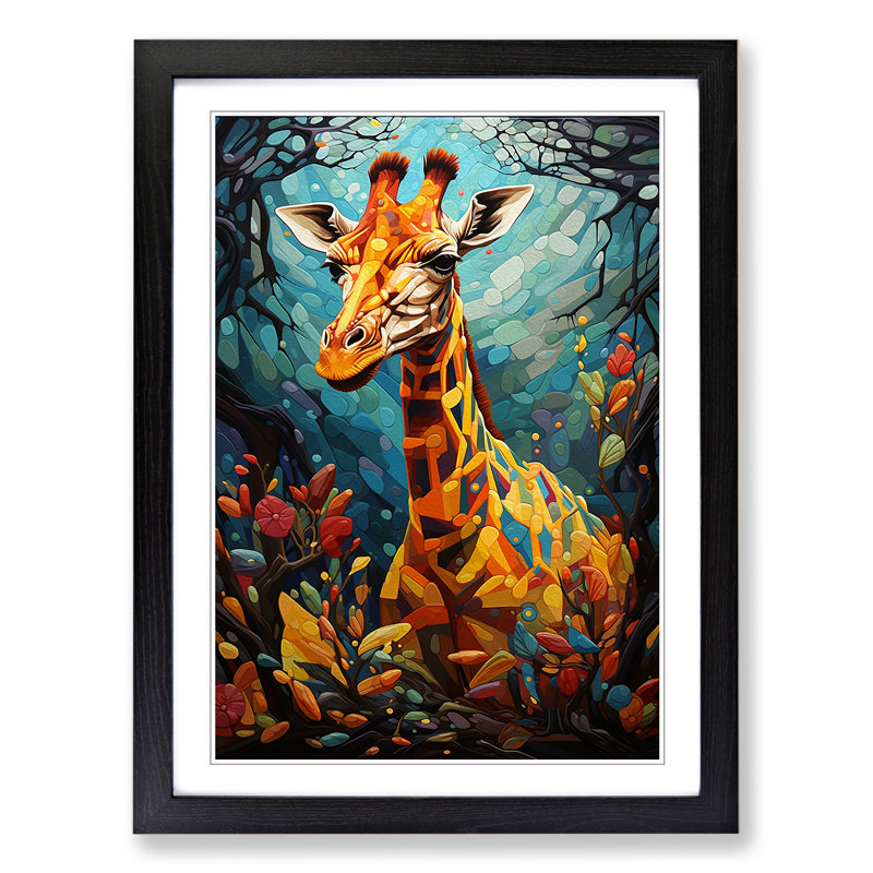 Giraffe Orphism - Framed Print, Black, 46cm H x 34cm W x 2cm D