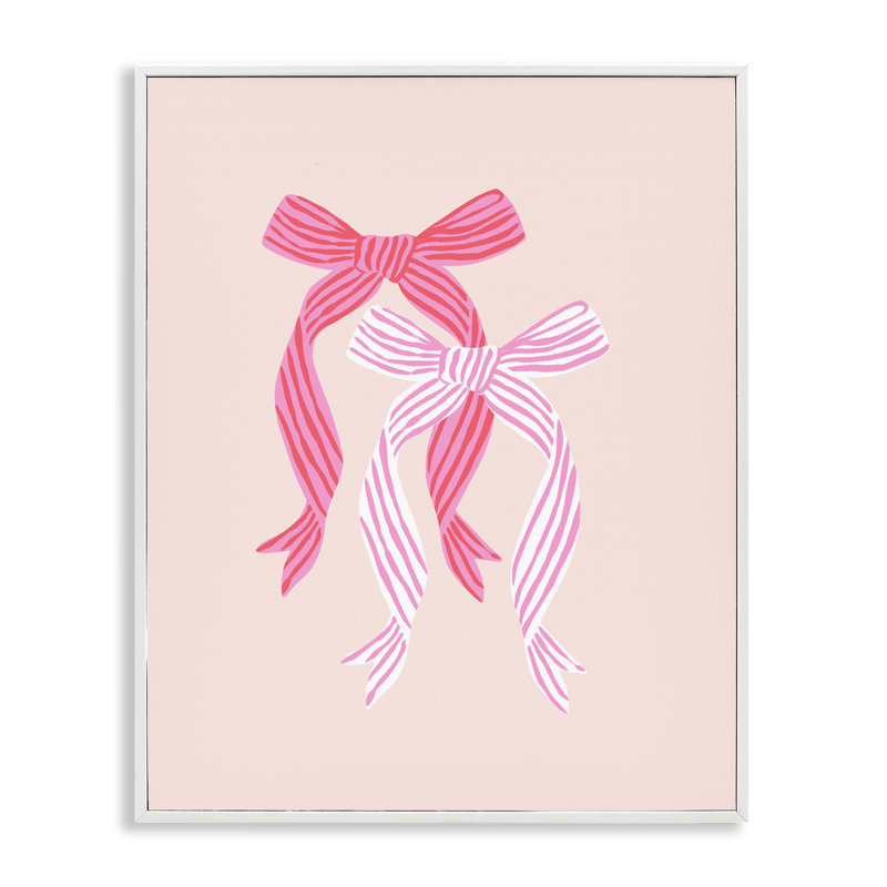 Giclée sur toile rose à rayures, conception de Krissy Mast, H 14 po x l 11 po, Estampe numérique encadrée blanc bord de mer