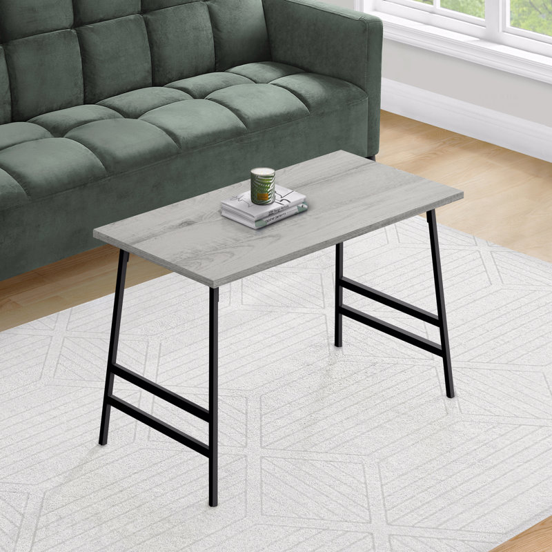 Table basse contemporaine contemporaine rectangulaire moderne en métal laminé gris L 40 po, Noir, Gris