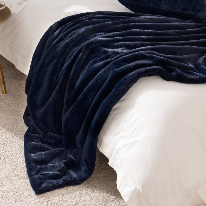 Empress Hand Woven Throw Blanket, Navy, 140cm W x 200cm L
