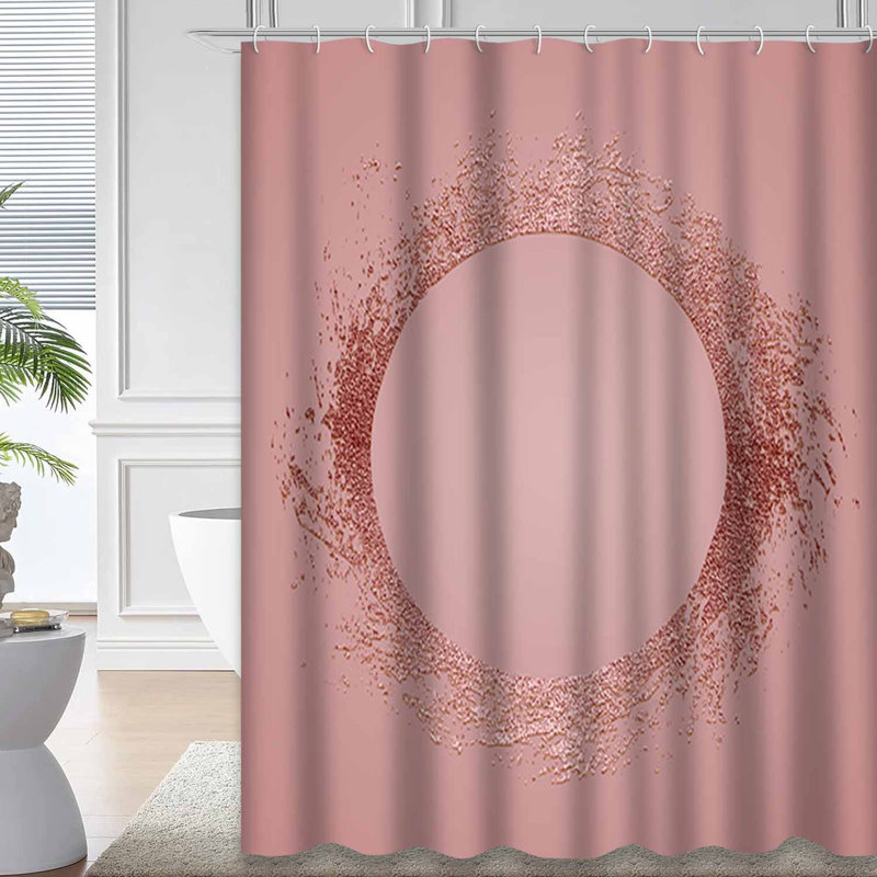 Rideau de douche rose brillant à quartz rose avec 12 crochets, L 72 po x l 72 po