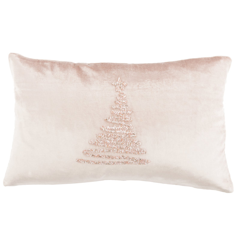Enchanted Evergreen Peach Cotton Viscose Throw Pillow
