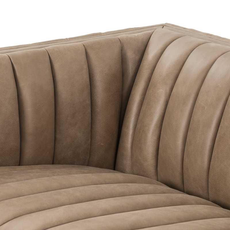 Augustine Chaise Sectional, Palermo Drift Genuine Leather, Left Hand Facing, 26.5" H x 126" W x 64" D