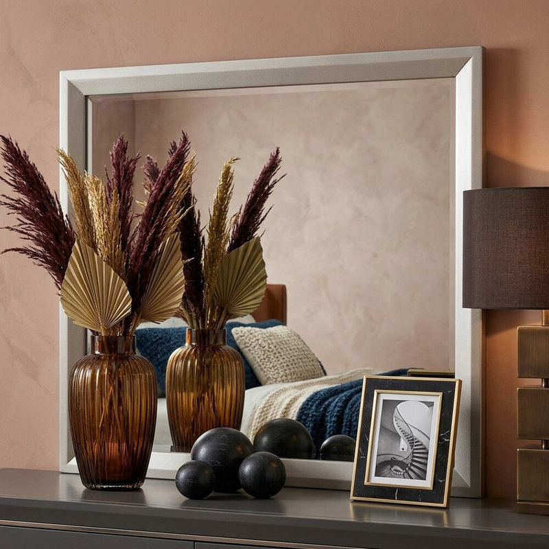 Zeno argenté 37,37 po X P 37,37 po Miroir carré H