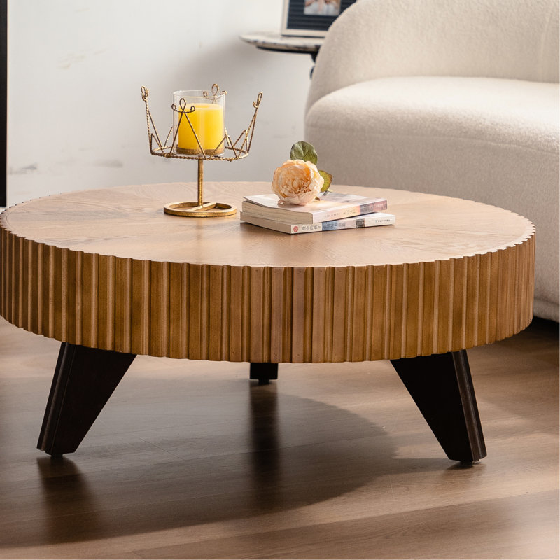 Table basse ronde 35,4 po, Naturel, Noir