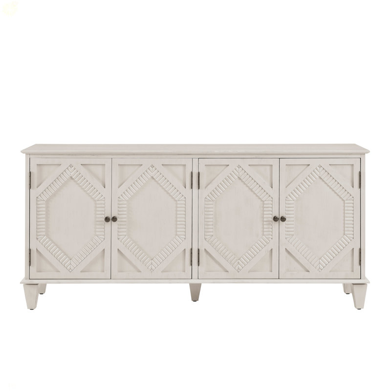 Buffet 65,5 po Mid Century Modern Buffet, Blanc antique