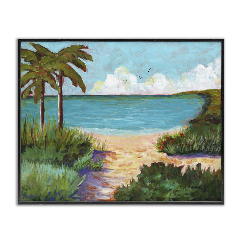 Giclée encadrée Favorite Beach Cove, design par Christine Reichow, H 11 po x l 14 po, Giclée encadrée noir minuit