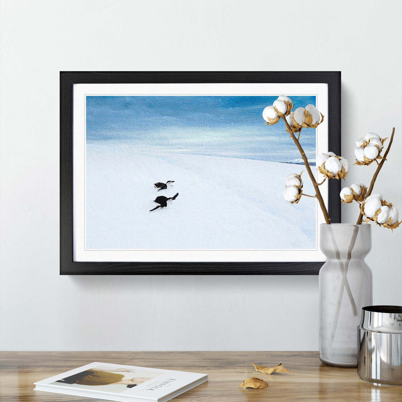 Playing Penguins - Picture Frame Painting Print, 27cm H x 36cm W x 2cm D, Black Framed