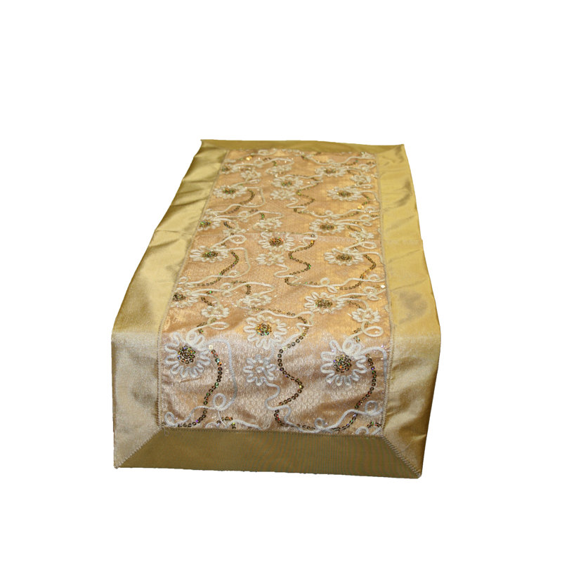 Chemin de table en paillettes brodées Alisson, l 54 po x L 14 po, Or