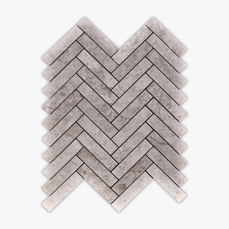 1" x 4" Marble Herringbone / Chevron Mosaic Wall & Floor Tile