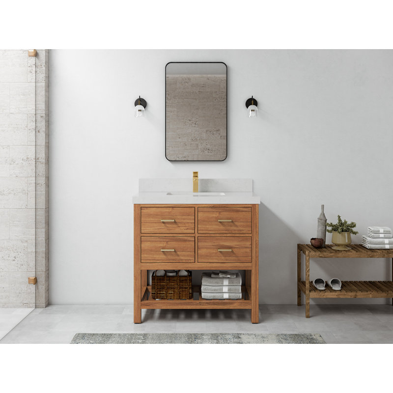 Ensemble de meuble-lavabo simple 36 po Parker, Quartz de Carrare