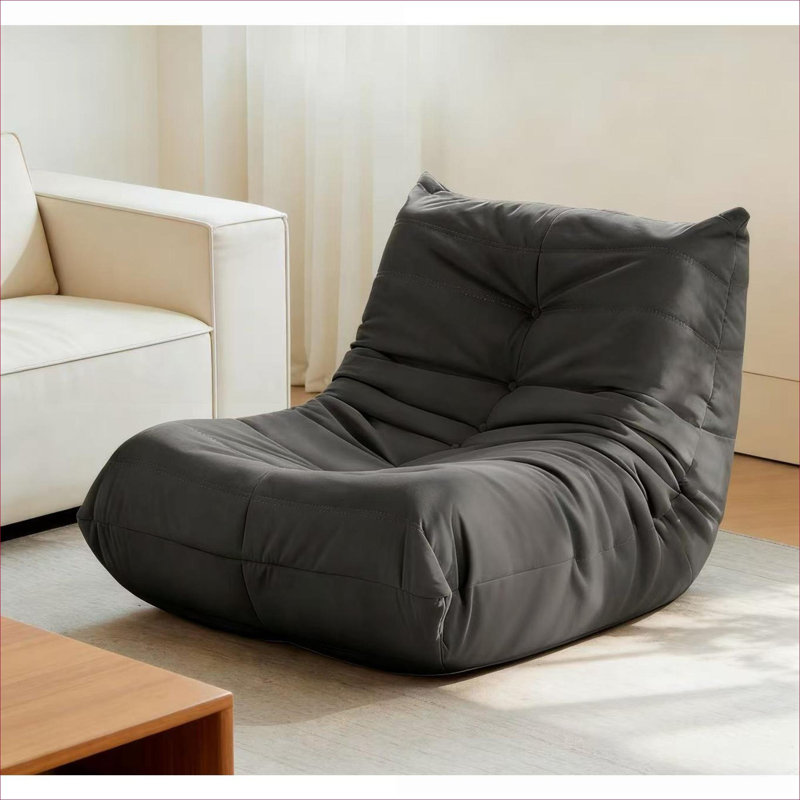 Fauteuil à billes de loisirs à siège unique, fauteuil d'appoint de salon, fauteuil sans accoudoirs capitonné en flanelle gris neutre